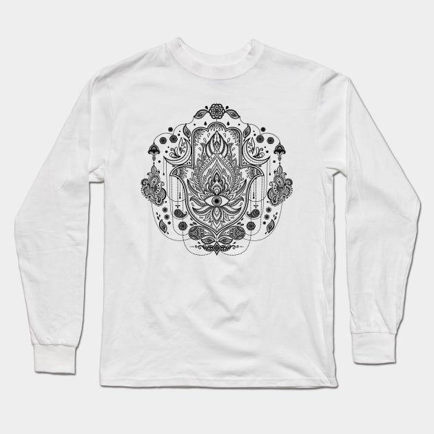 Hamsa Hand -Hand of Fatima Ornament Long Sleeve T-Shirt by Nartissima